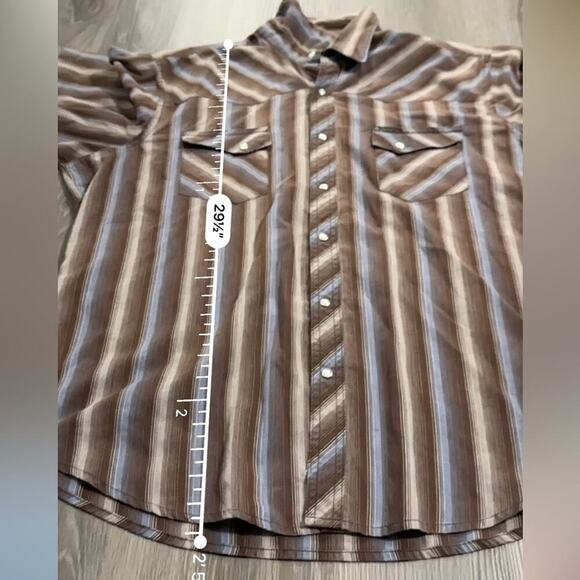 Vintage Wrangler Striped Pearl Snap Button Down Short Sleeve Wrancher Shirt - Picture 8 of 8